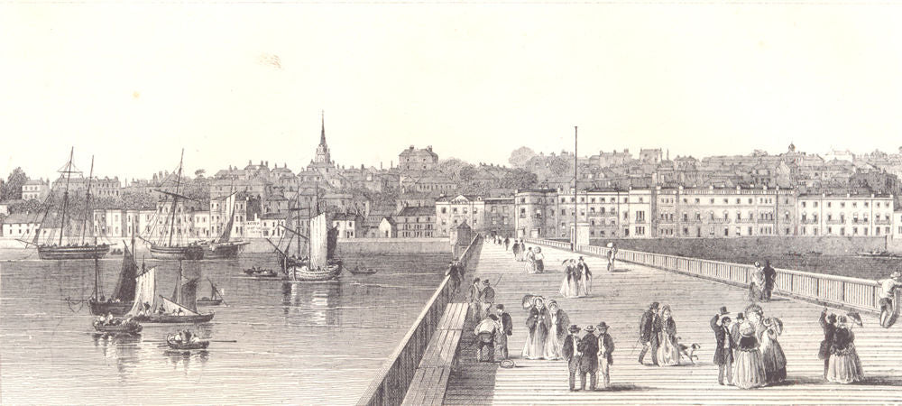 ISLE OF WIGHT. Ryde from the Pier. Busy scene. Sailing boats 1864 old print